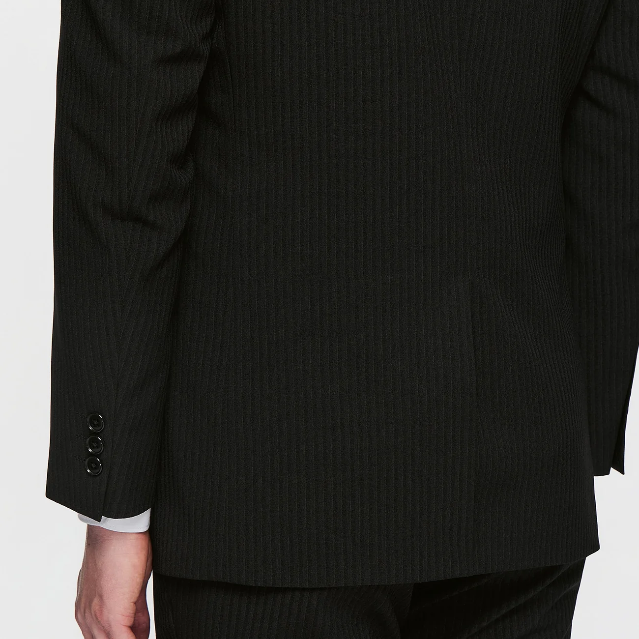 Washable Slim Fit Stripe Suit - Black - Image 6