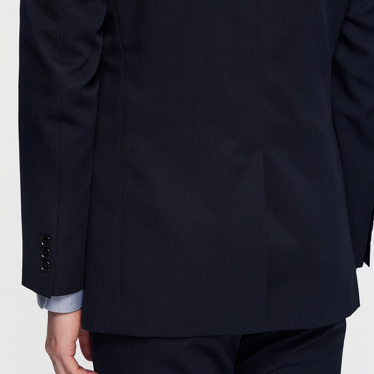 Washable Slim Fit Shadow Stripe Suit - Navy - Image 6