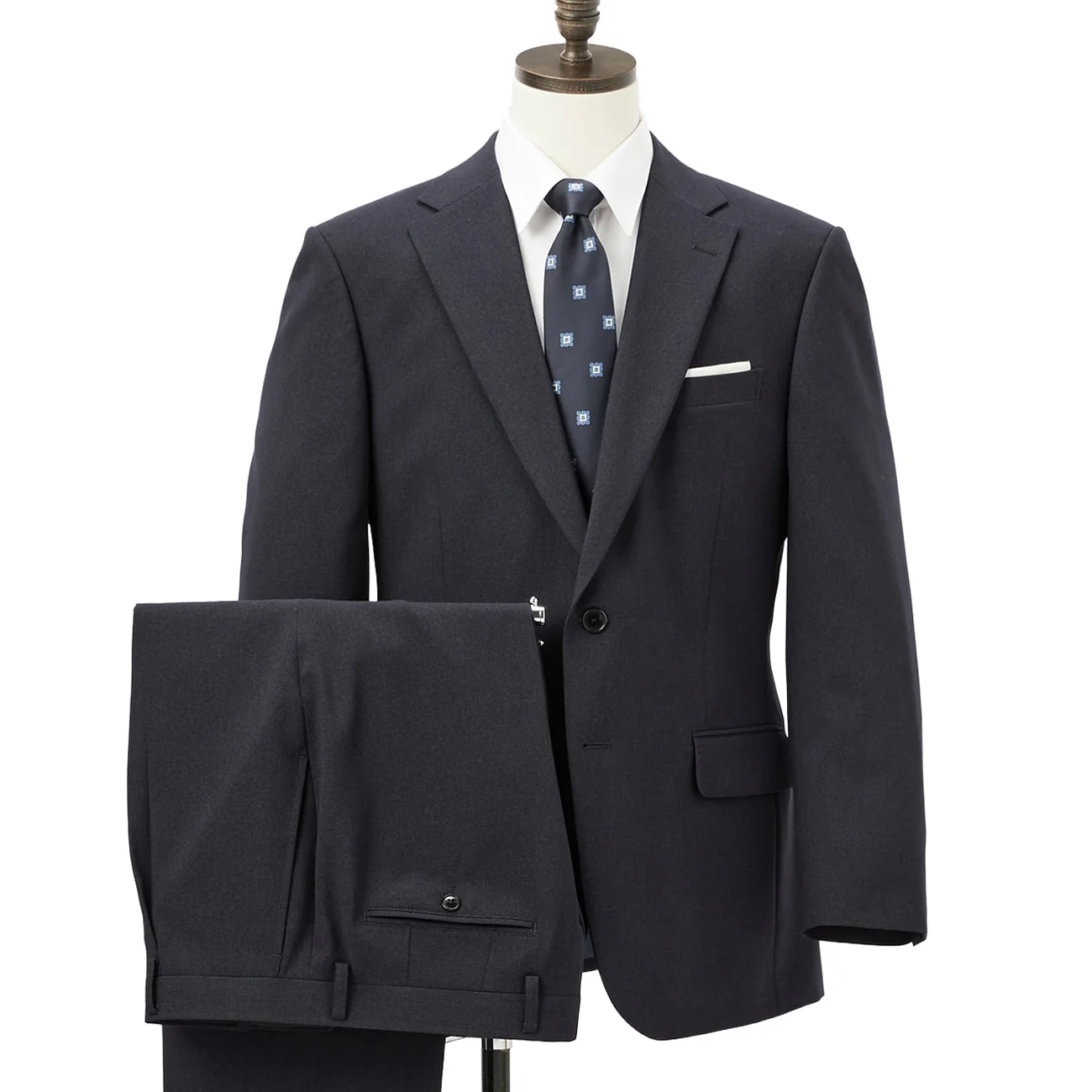 Washable Houndstooth Suit - Navy