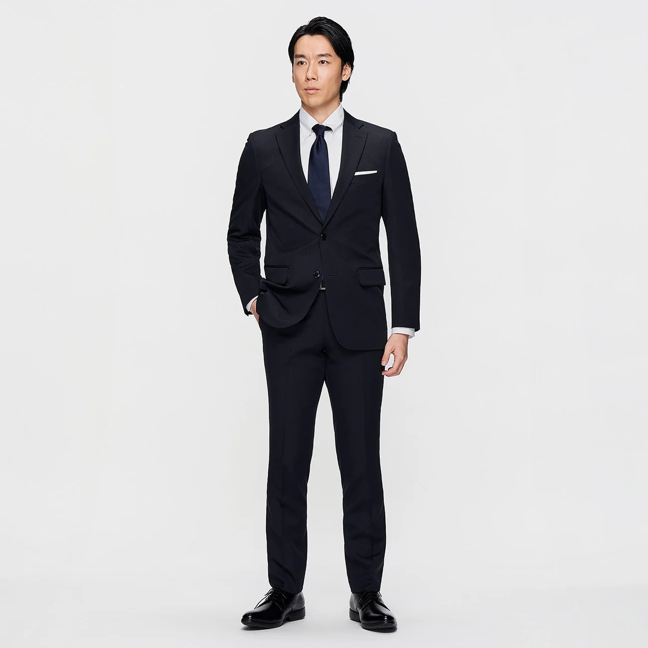 Washable Slim Fit Stripe 2-pant Suit - Navy - Image 3