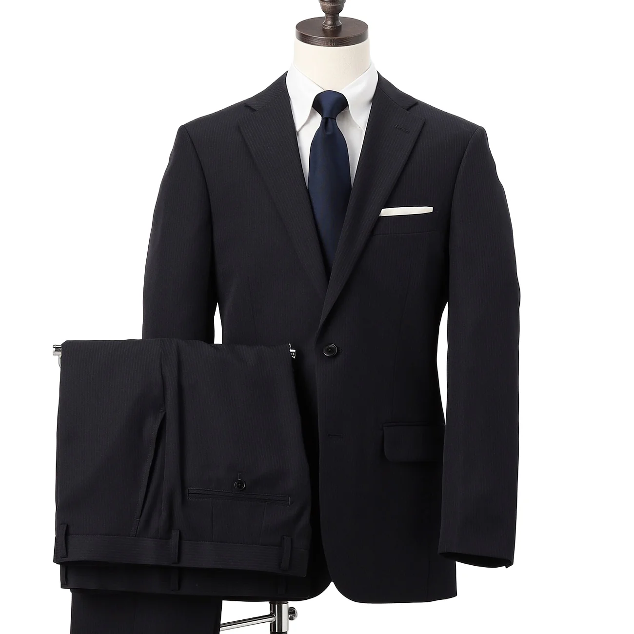 Washable Slim Fit Stripe 2-pant Suit - Navy - Image 8