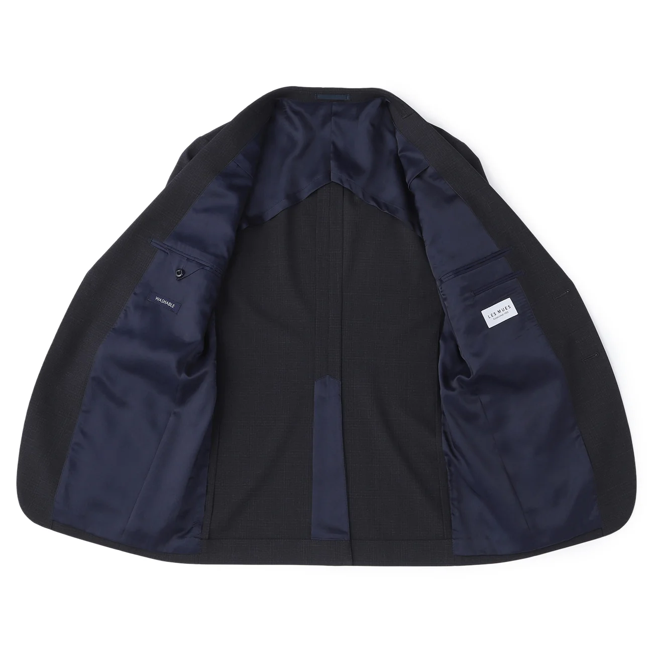 Washable Glen-plaid Slim Fit Suit - Navy - Image 11