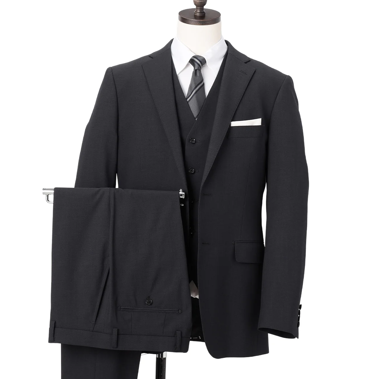 Washable Pinhead 3-piece Suit - Gray