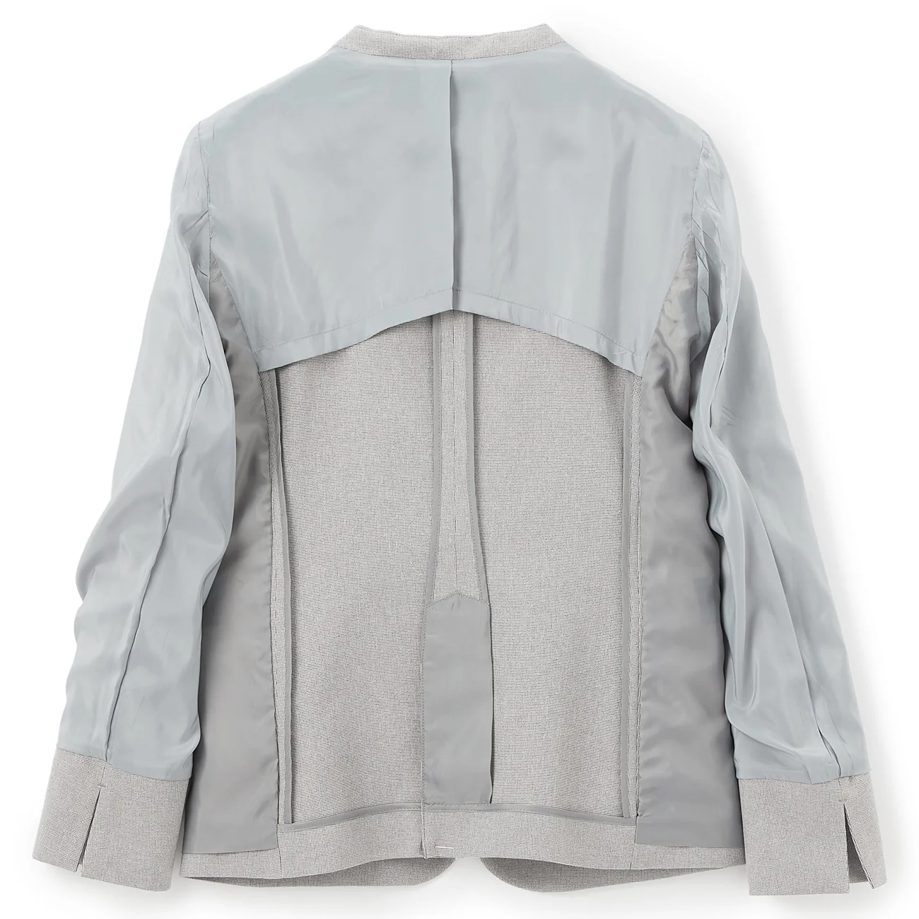 Stretch Melange Collarless Jacket - Light Gray - Image 18