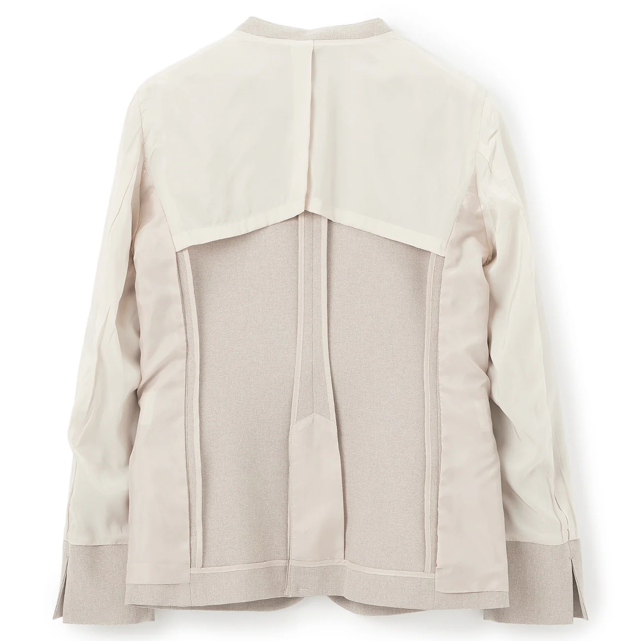 Stretch Melange Collarless Jacket - Beige - Image 10