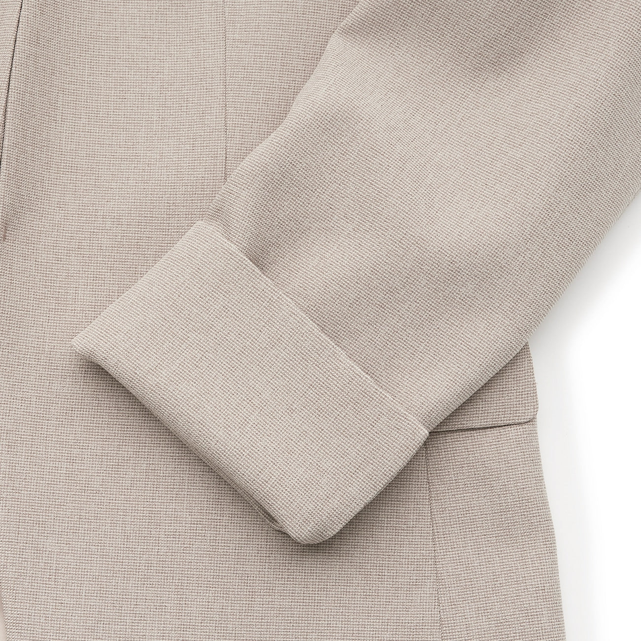 Stretch Melange Collarless Jacket - Beige - Image 7