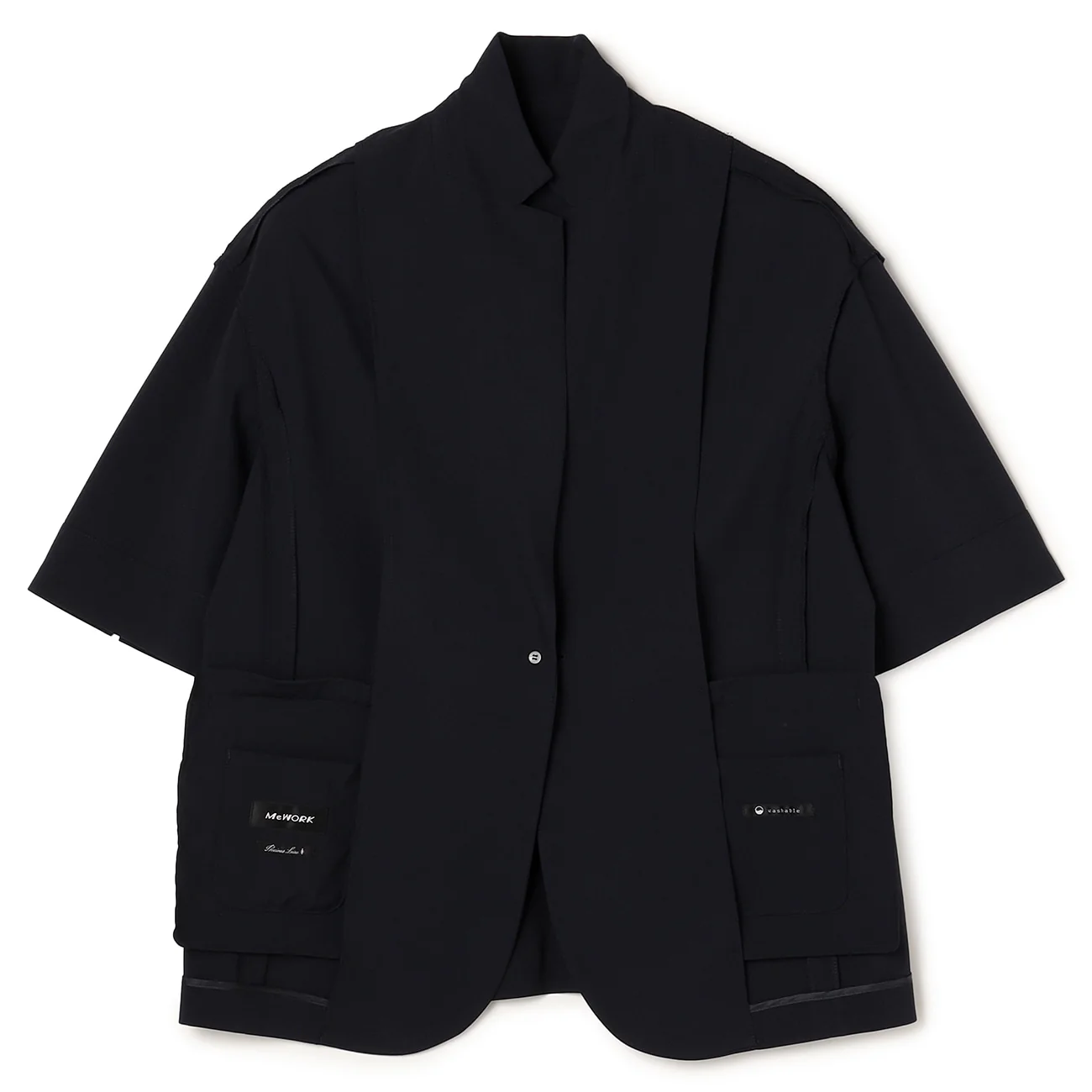 RIRANCHA Stretch Short Sleeve Jacket - Navy - Image 13
