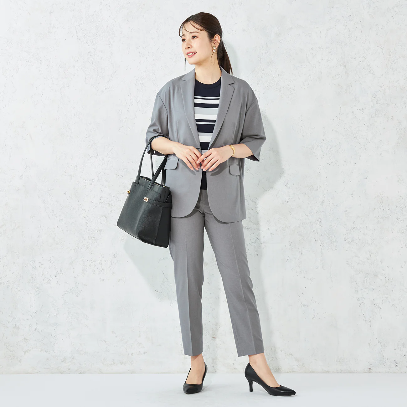 RIRANCHA Stretch Short Sleeve Jacket - Gray - Image 2