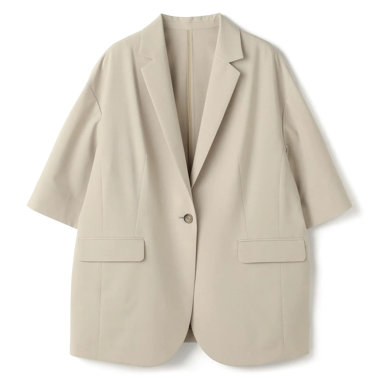 RIRANCHA Stretch Short Sleeve Jacket - Beige - Image 5
