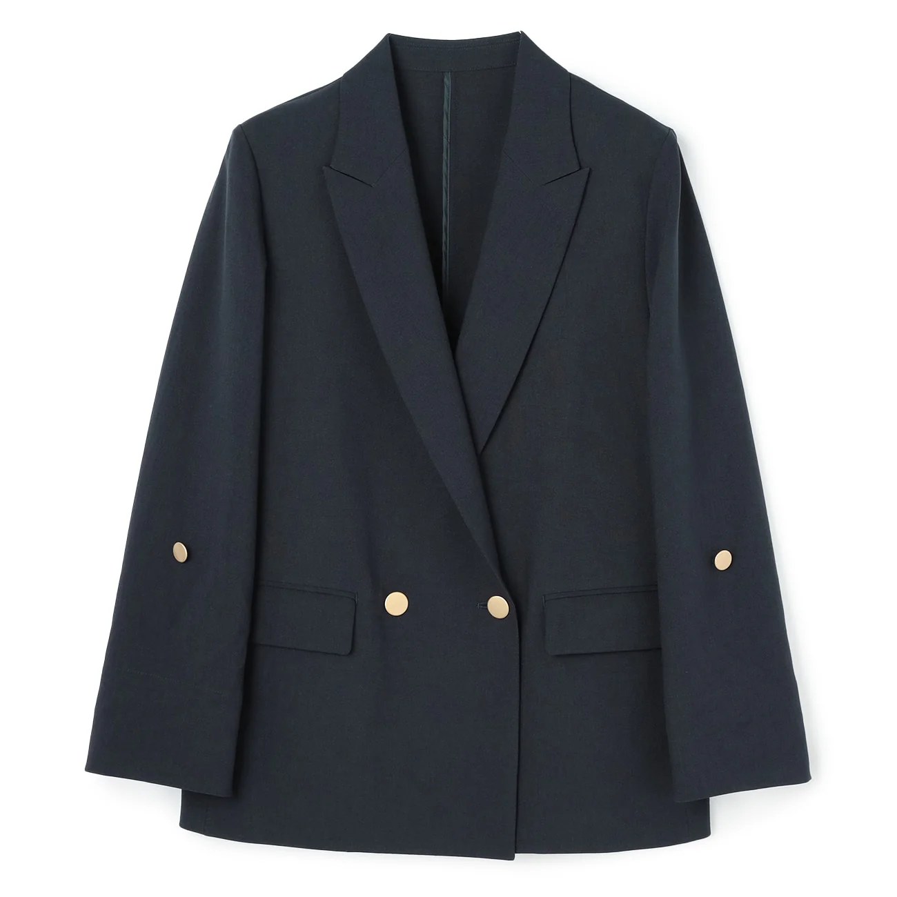 RIRANCHA Stretch Double Breasted Jacket - Navy - Image 9