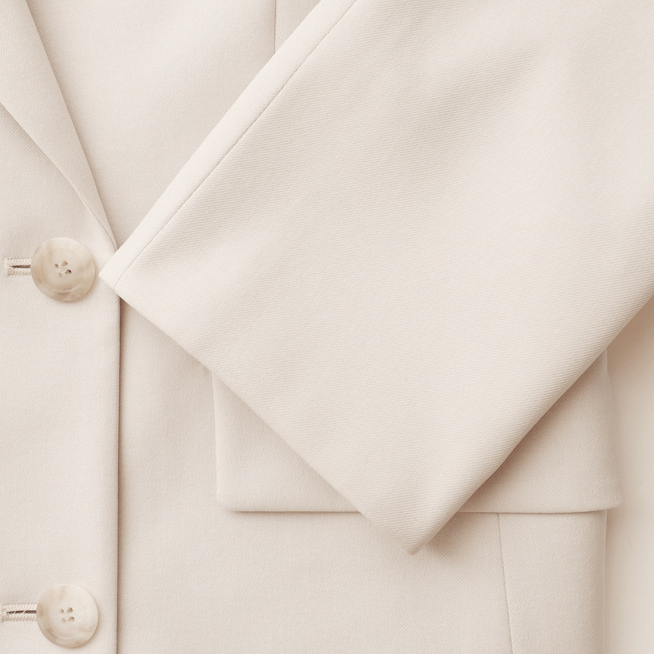 Stretch Bright Twill Double-Breasted Jacket - Off White - Image 10