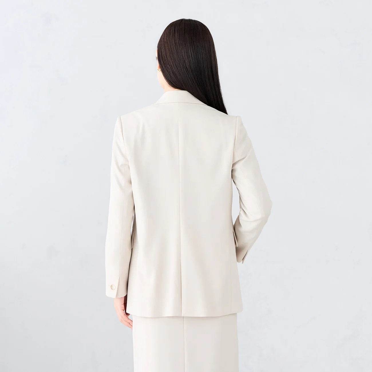 Stretch Bright Twill Double-Breasted Jacket - Off White - Image 5