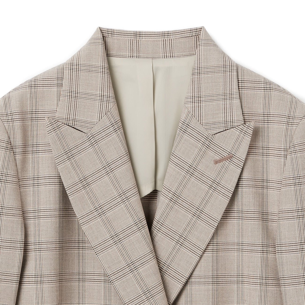 Check Double-Breasted Jacket - Gray Beige - Image 9