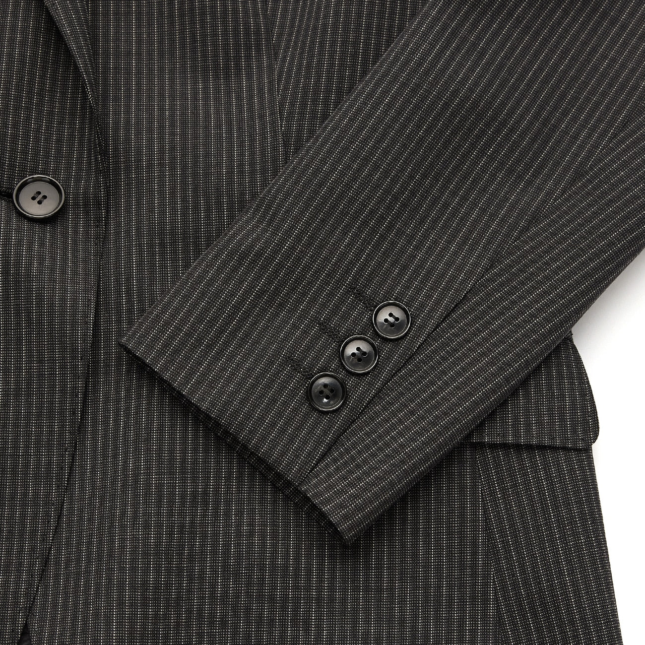 Stretch High-Quality Wool Blend Stripe Tailored Jacket - Black - Image 10