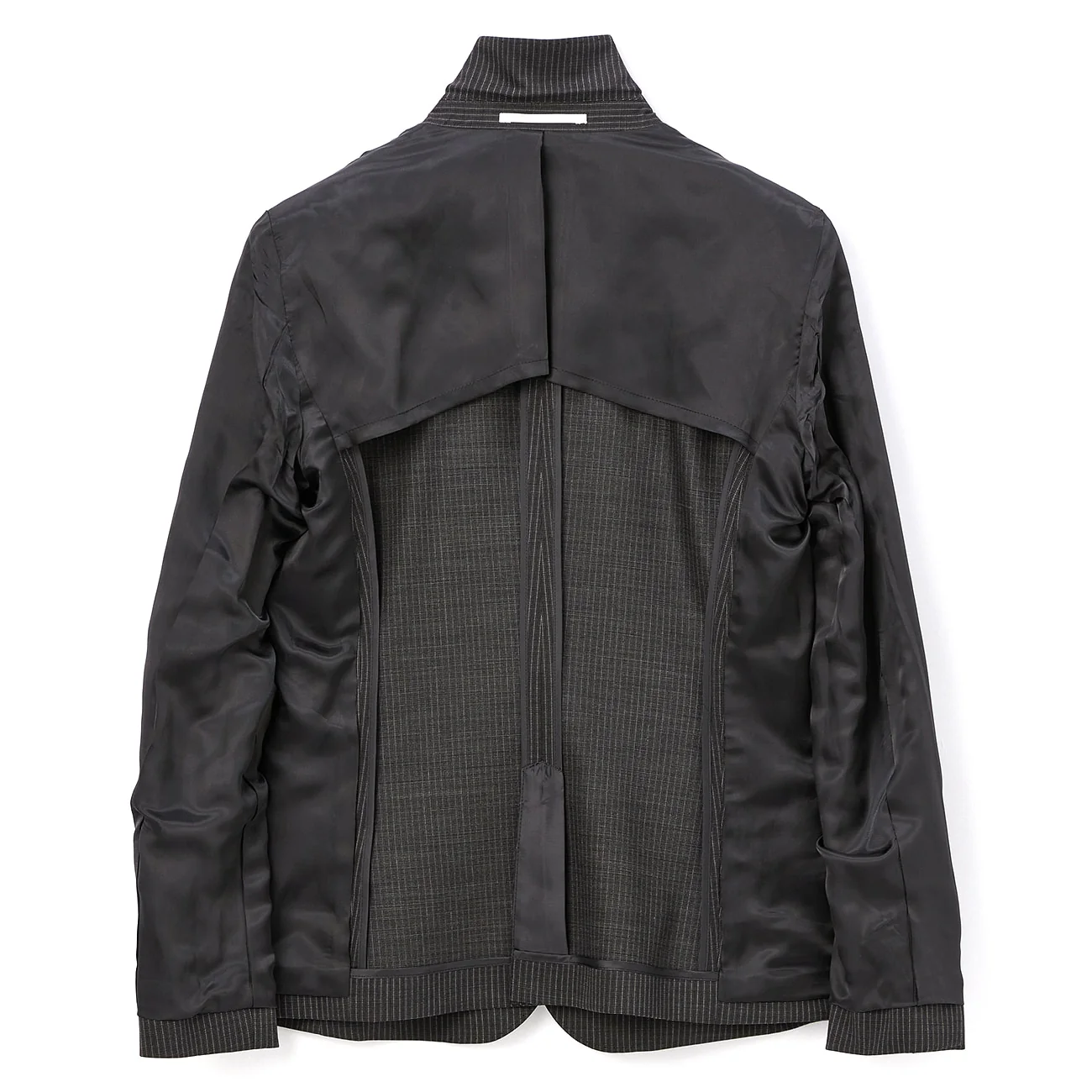 Stretch High-Quality Wool Blend Stripe Tailored Jacket - Black - Image 13