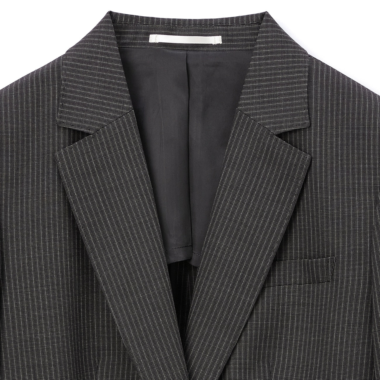 Stretch High-Quality Wool Blend Stripe Tailored Jacket - Black - Image 8