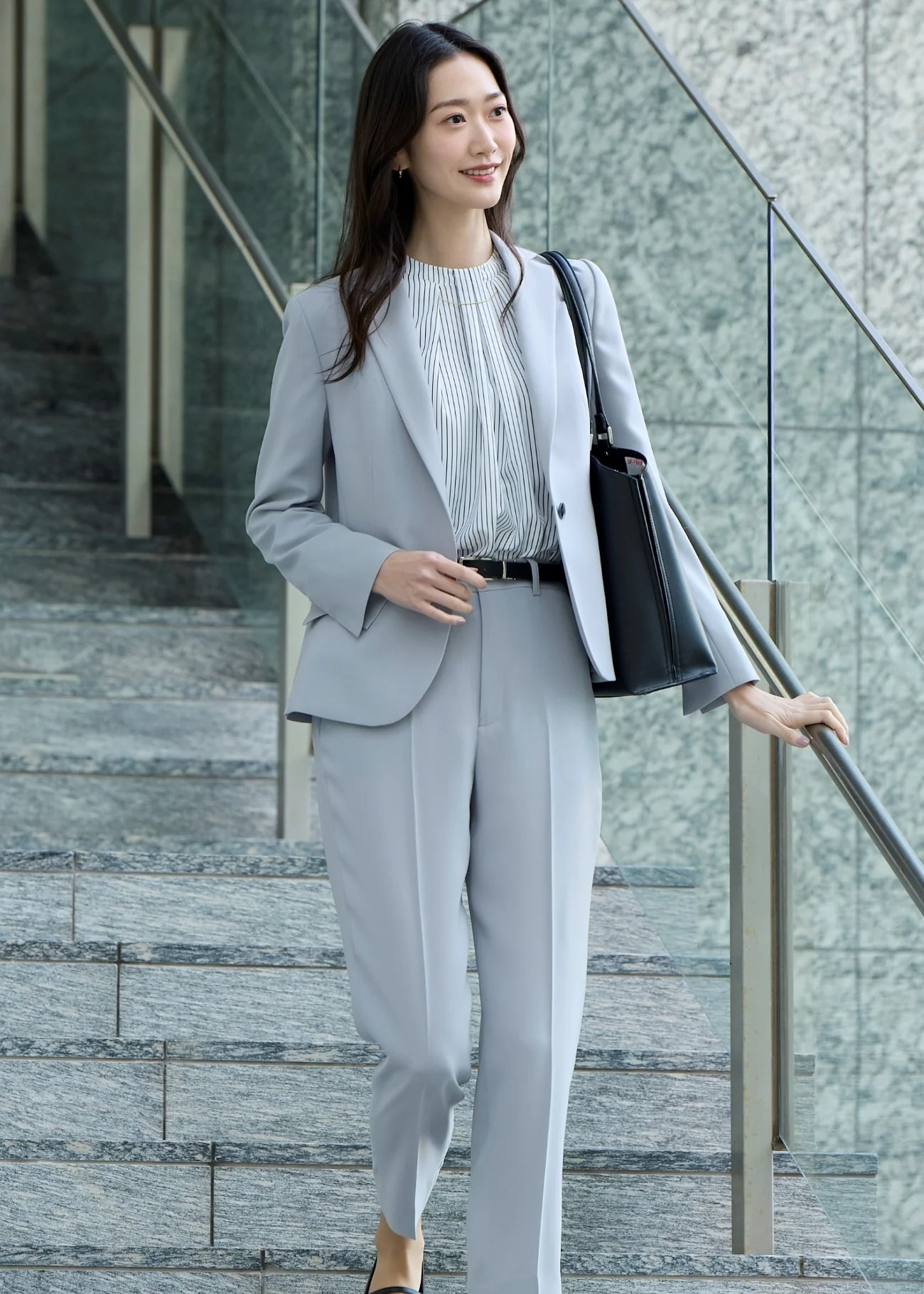 Powdery Stretch Tailored Jacket  - Gray - Image 2