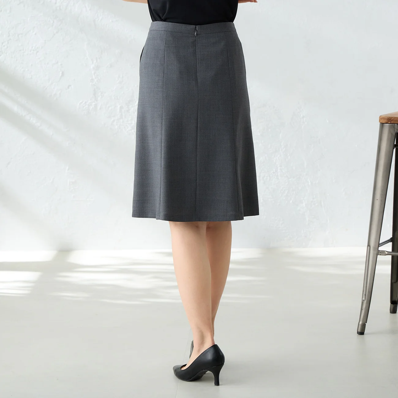 Aircool Washable Semi-flare Skirt - Gray - Image 6