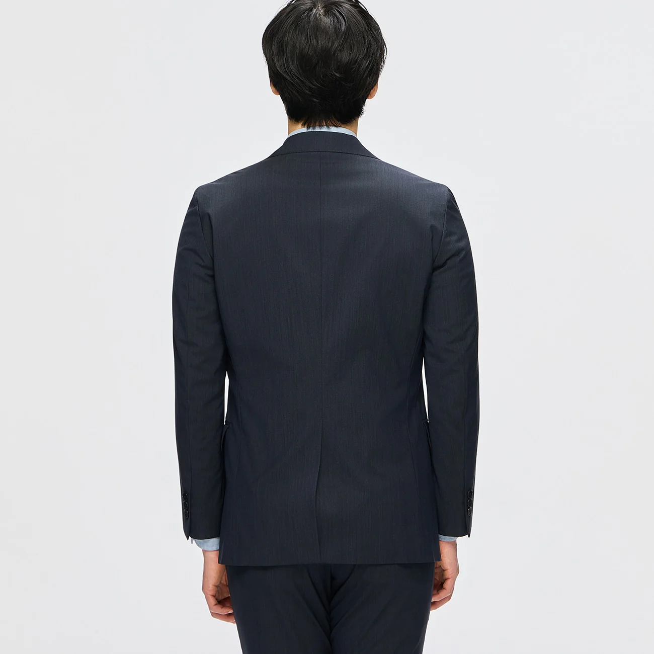 Washable Super Stretch Chambray-Like Suit Jacket - Navy - Image 4