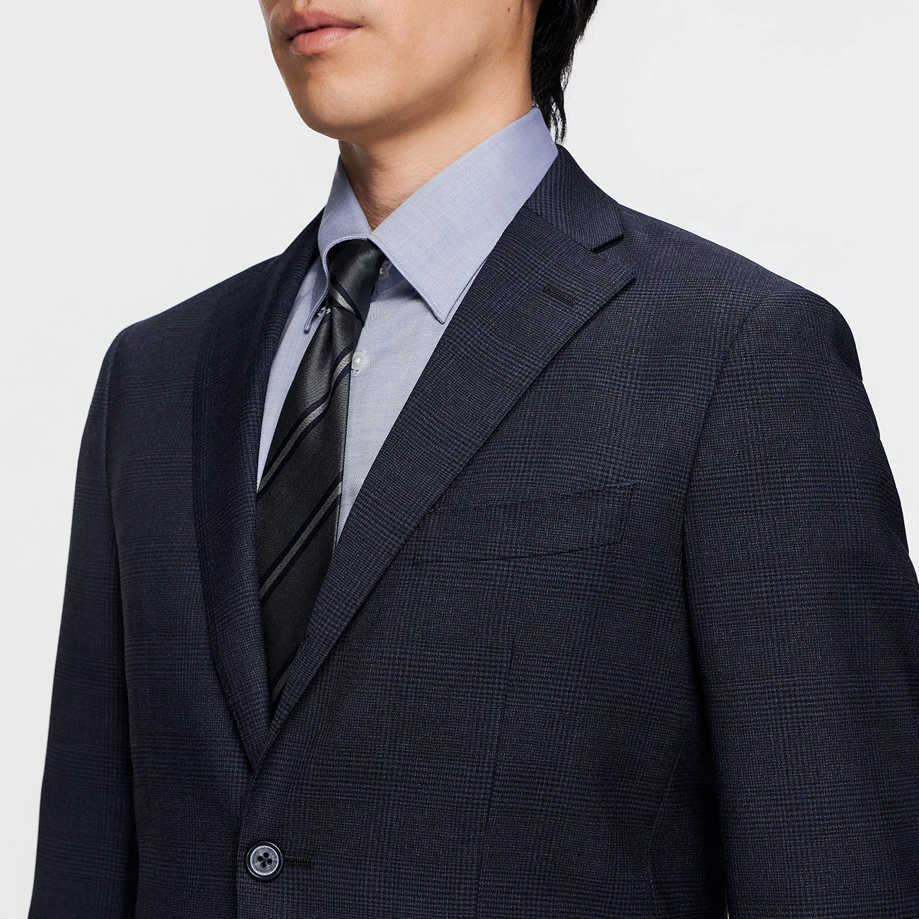 REDA Super Stretch Glen-plaid Jacket - Navy - Image 6