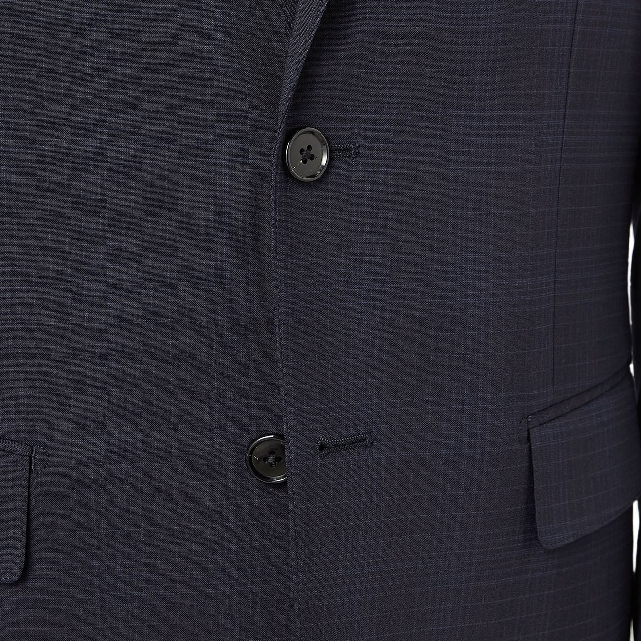 Washable Super Stretch Glen Plaid Wool Blend Suit Jacket - Navy - Image 4