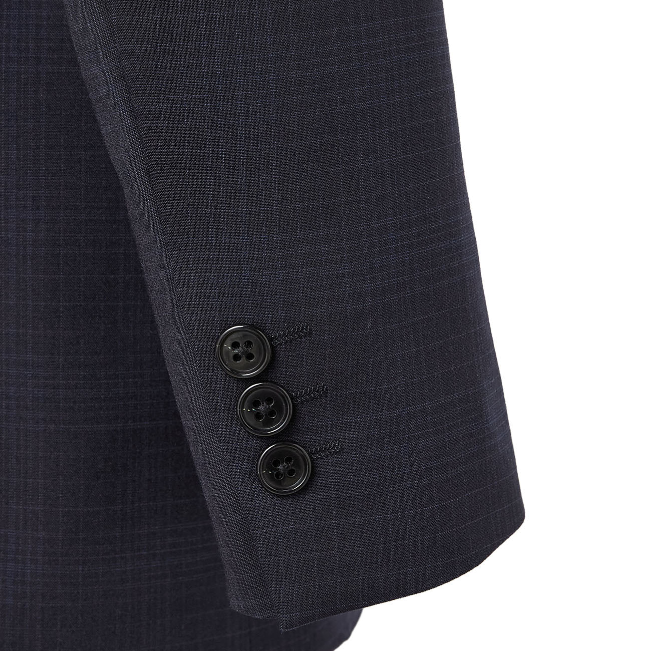 Washable Super Stretch Glen Plaid Wool Blend Suit Jacket - Navy - Image 5