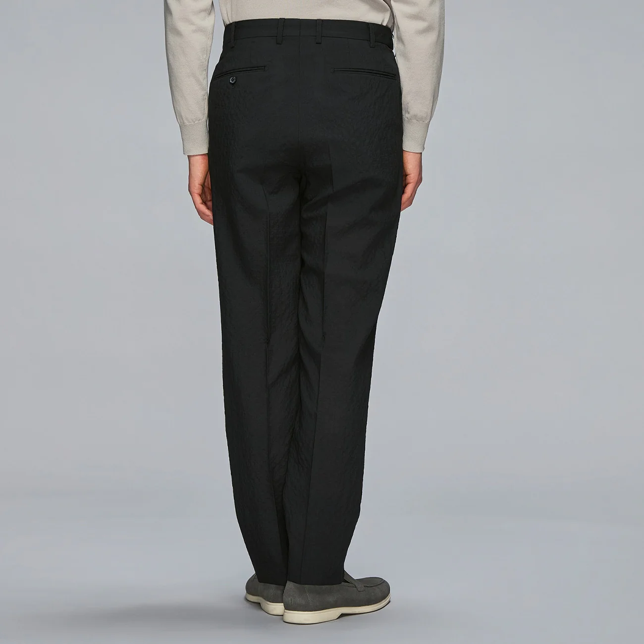 Wool Seersucker Single-Pleated Suit Pants - Image 12