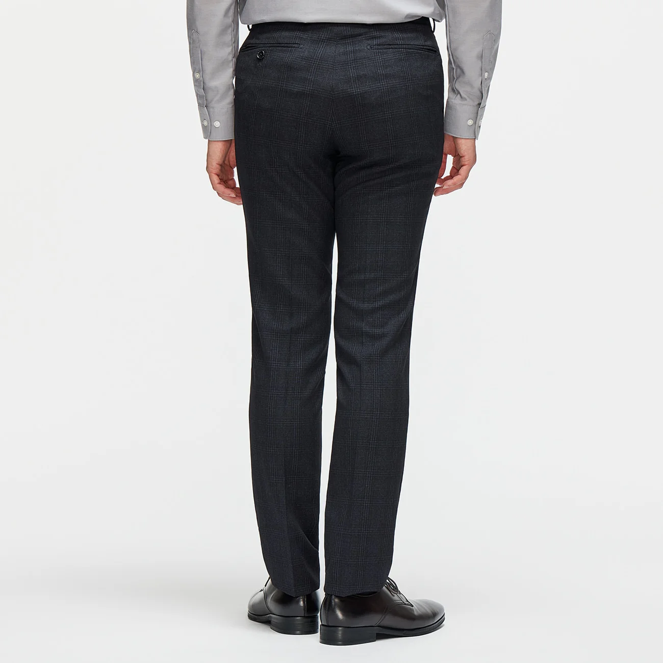 Washable Non-iron Stretch Glen-plaid Tapered Pants - Navy - Image 6