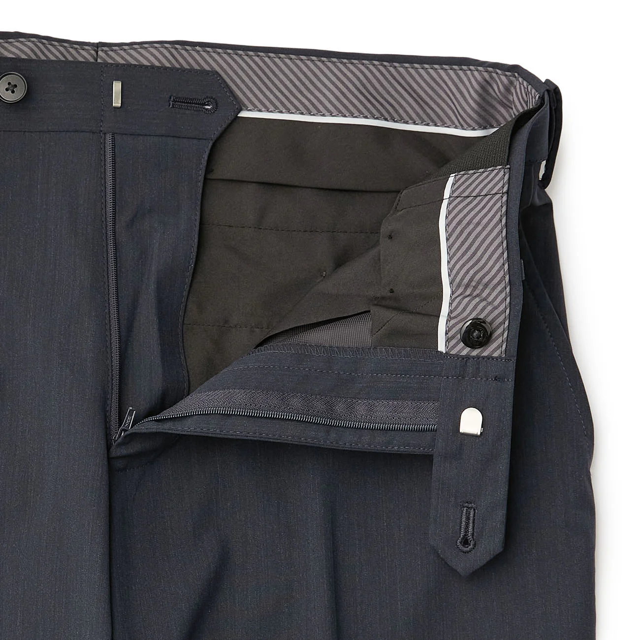 Washable Super Stretch Chambray-Like Tapered Flat-Front Suit Pants - Image 11