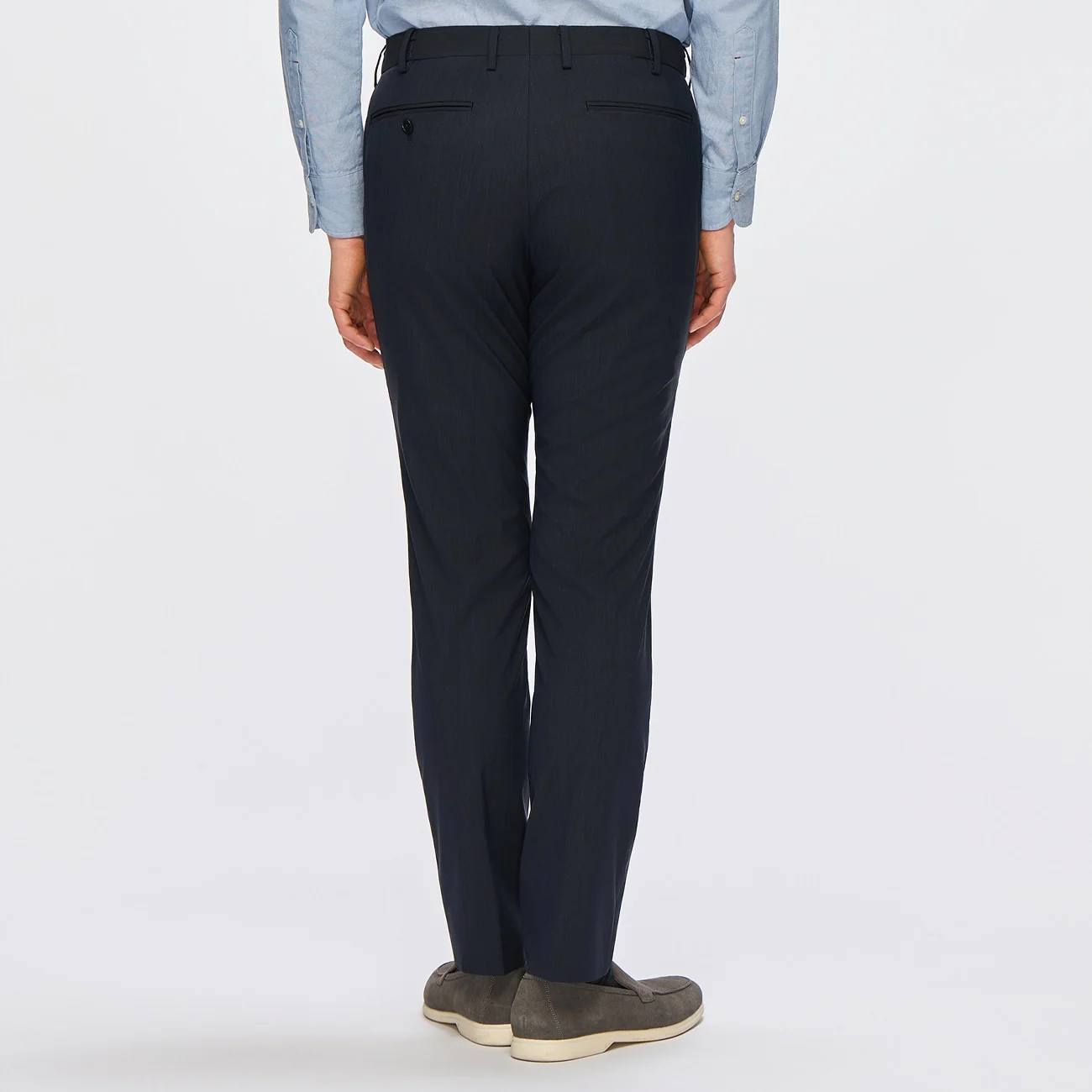 Washable Super Stretch Chambray-Like Tapered Flat-Front Suit Pants - Image 5