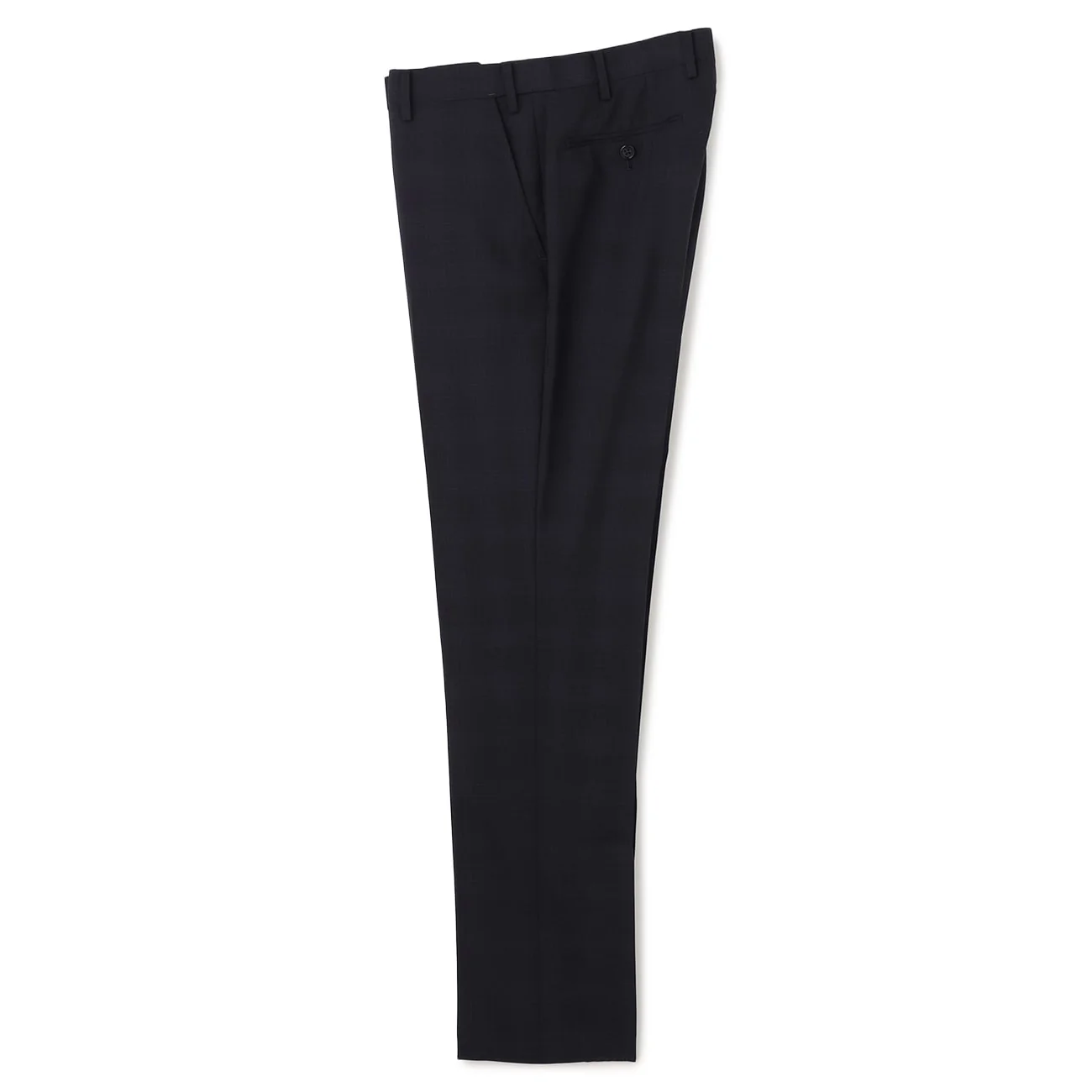 Washable Super Stretch Glen Plaid Wool Blend Tapered Suit Pants - Navy