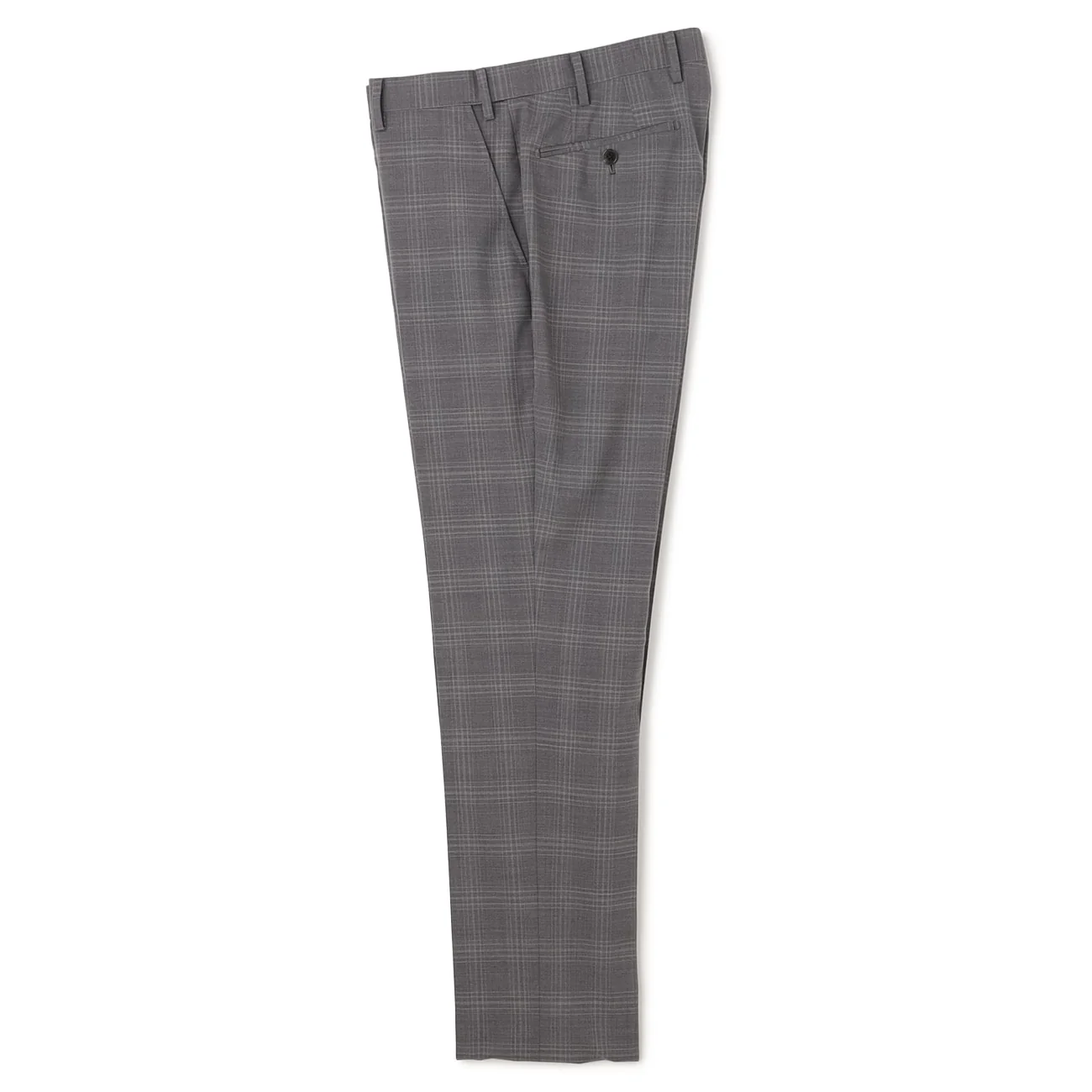 Washable Super Stretch Glen Plaid Wool Blend Tapered Suit Pants - Medium Gray