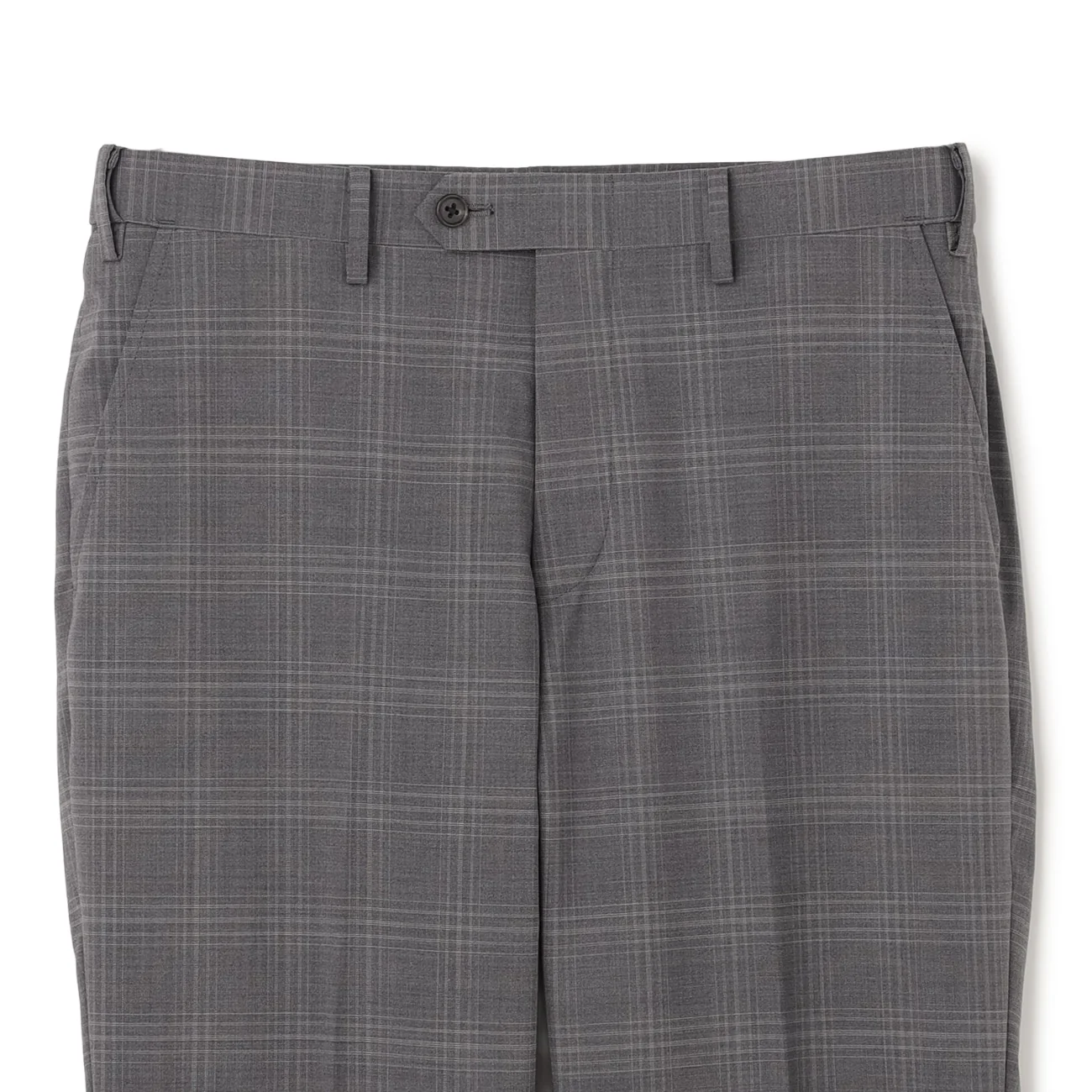 Washable Super Stretch Glen Plaid Wool Blend Tapered Suit Pants - Medium Gray - Image 3