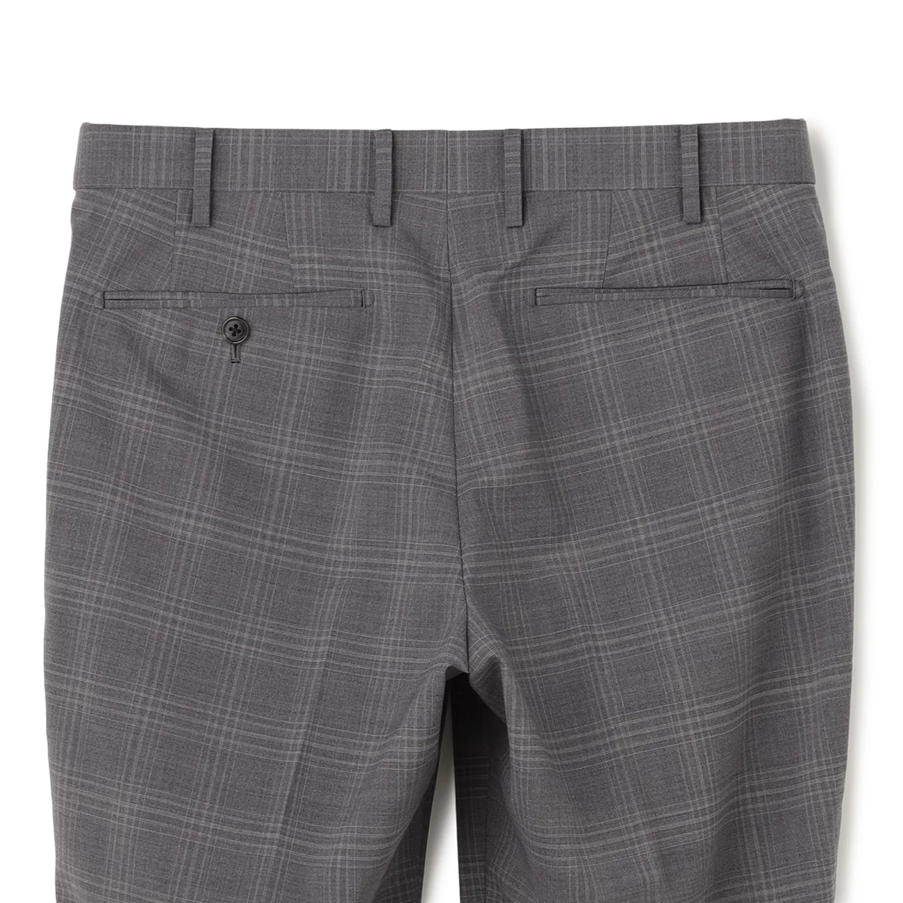 Washable Super Stretch Glen Plaid Wool Blend Tapered Suit Pants - Medium Gray - Image 4