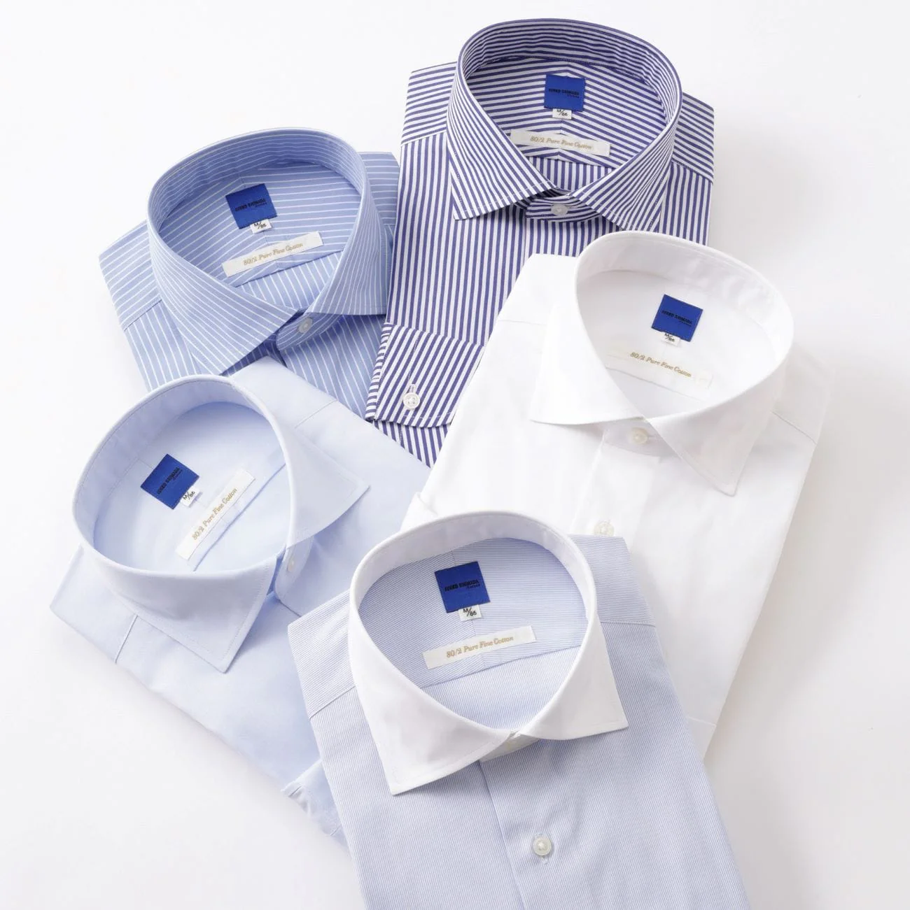 HITOYOSHI Spread Collar Stripe Shirt - Blue - Image 4