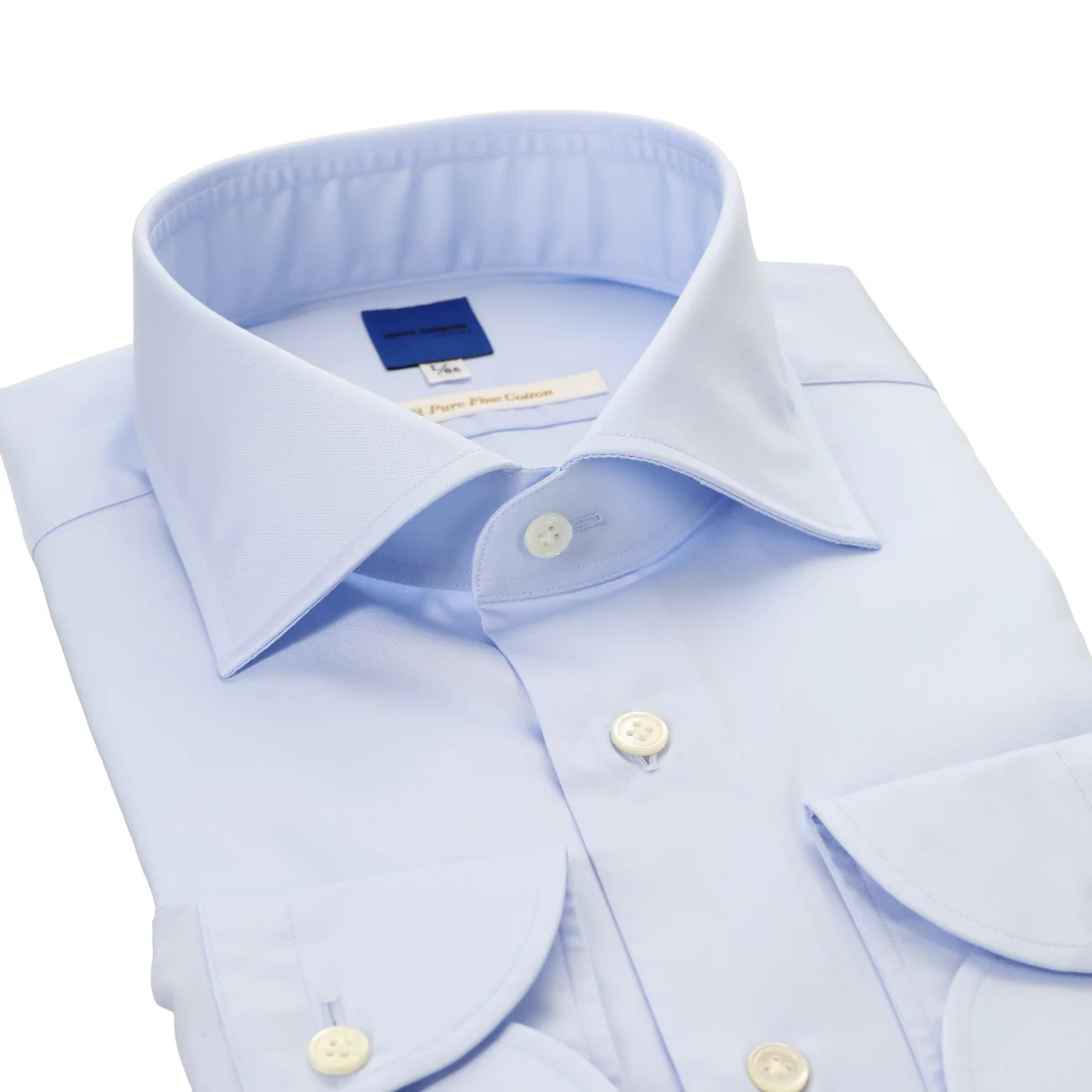 HITOYOSHI Japanese-Made Non-iron Cotton Spread Collar Shirt - Blue - Image 3