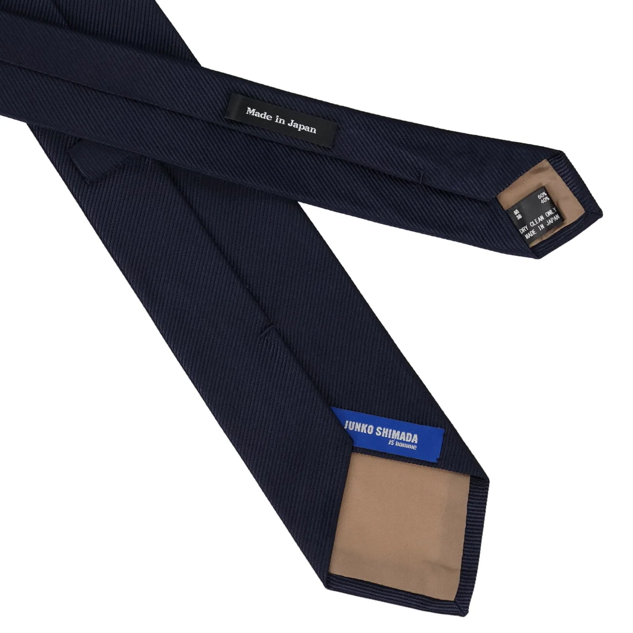 Golden Prestige Line Made in Japan Solid Mogador Silk Blend Tie - Navy - Image 3