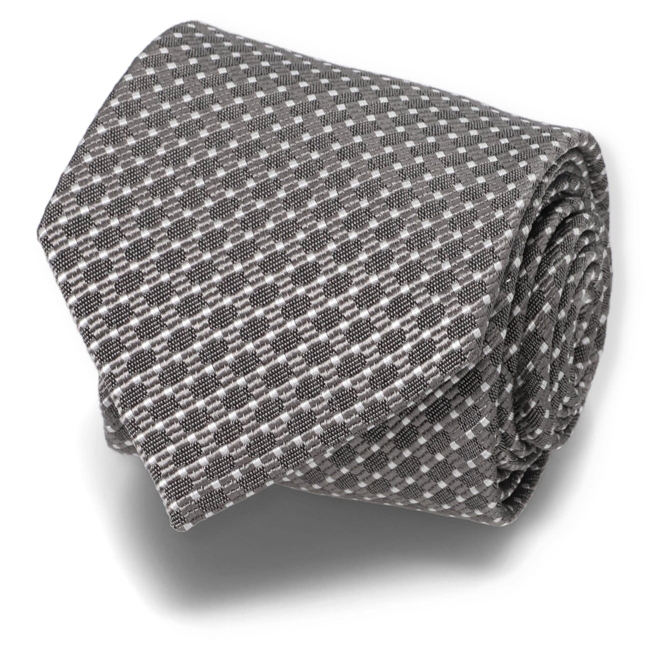 Golden Prestige Line Made in Japan Geometric Mogador Silk Blend Tie - Gray