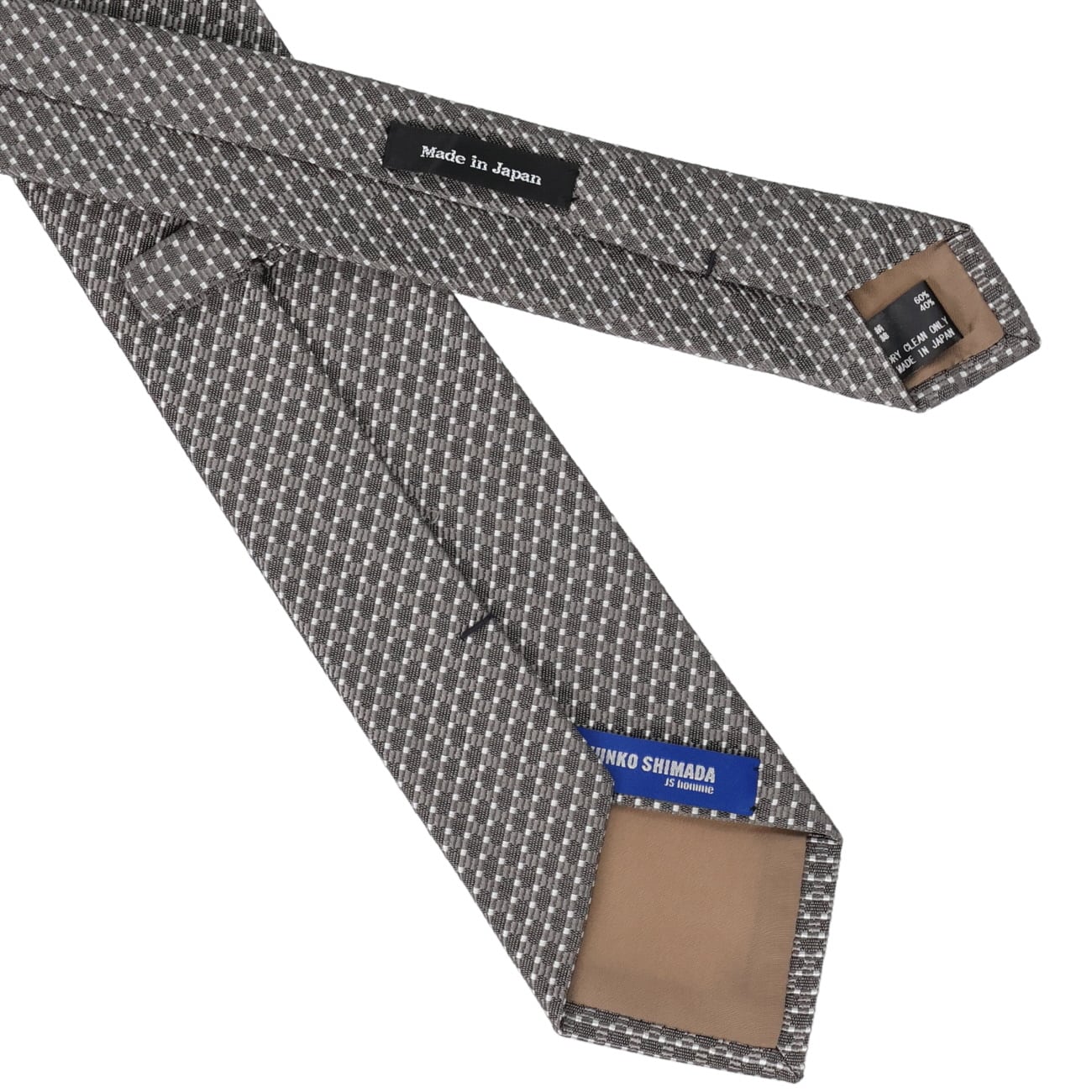 Golden Prestige Line Made in Japan Geometric Mogador Silk Blend Tie - Gray - Image 3