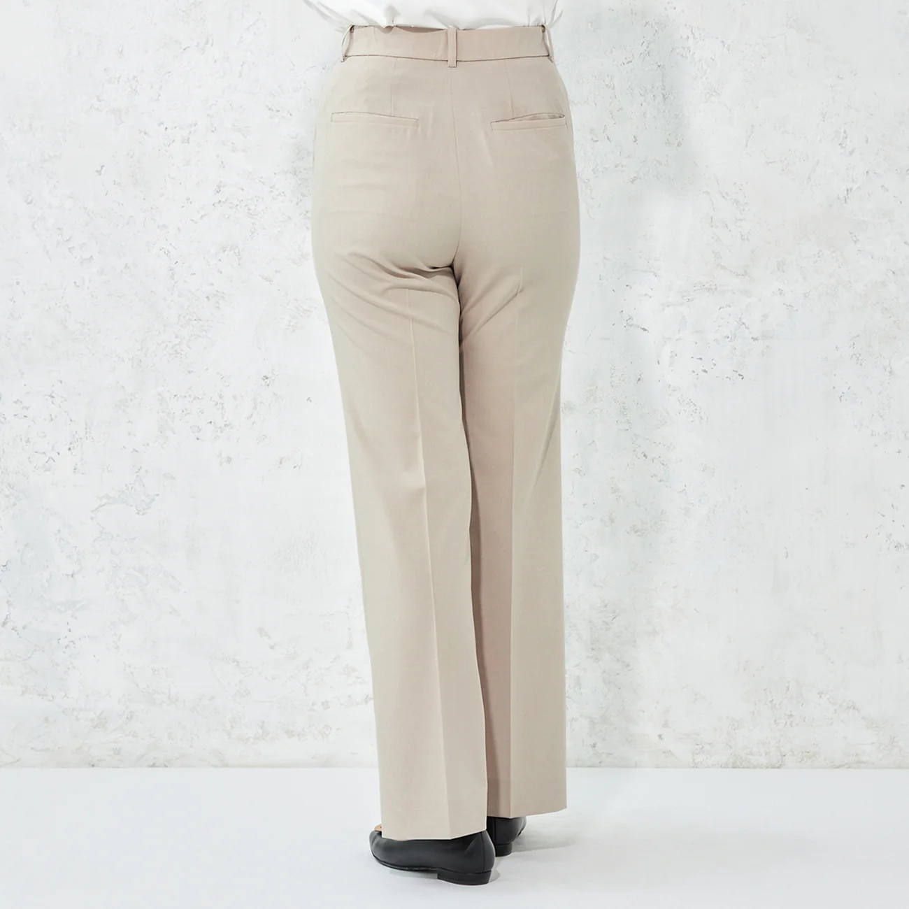 RIRANCHA Stretch Wide Pants - Beige - Image 7