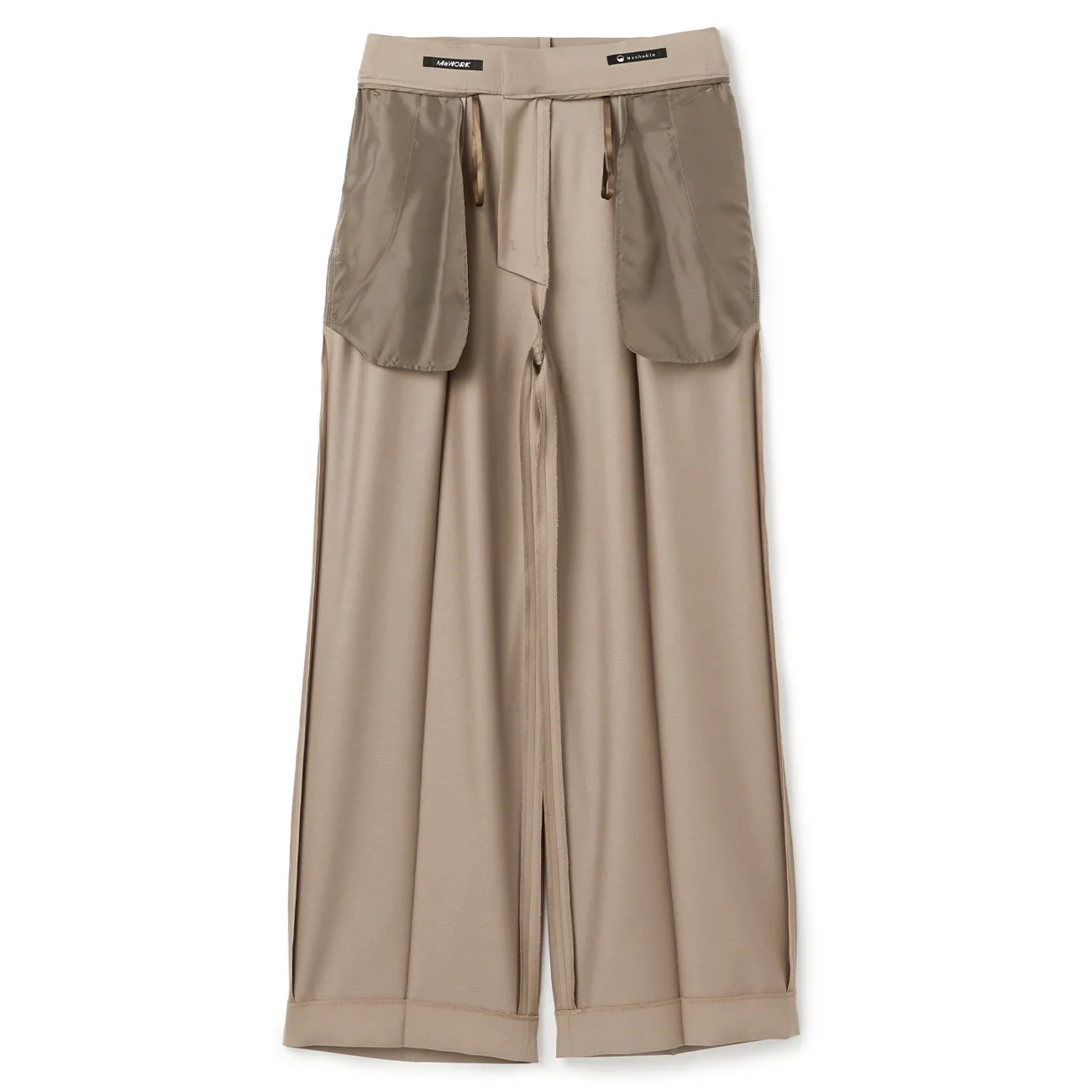 Stretch Bright Twill Wide Leg Pants - Beige - Image 10