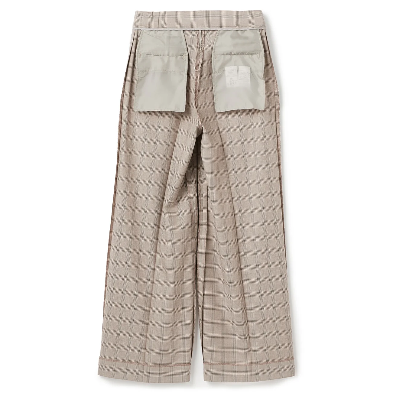 Check Wide Pants - Gray Beige - Image 12