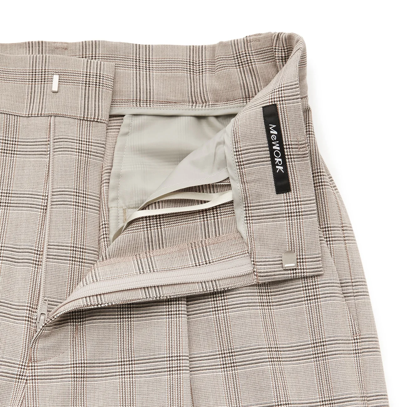 Check Wide Pants - Gray Beige - Image 9