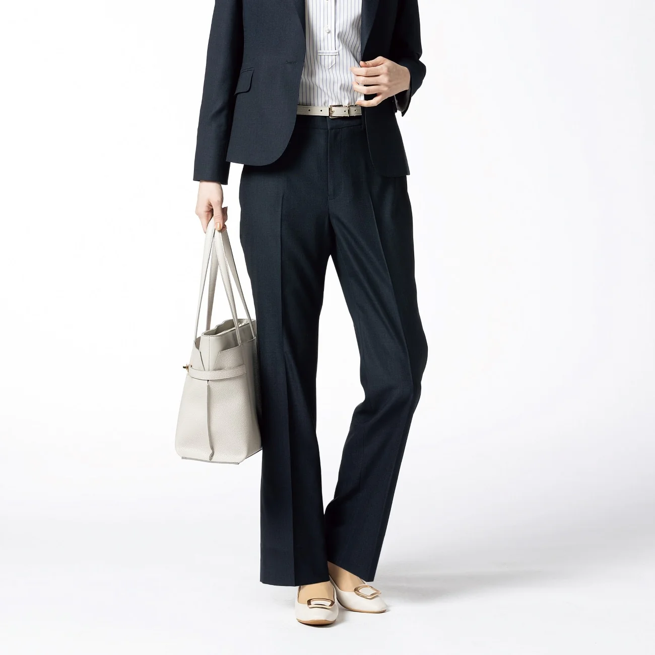 Washable Straight Pants - Navy