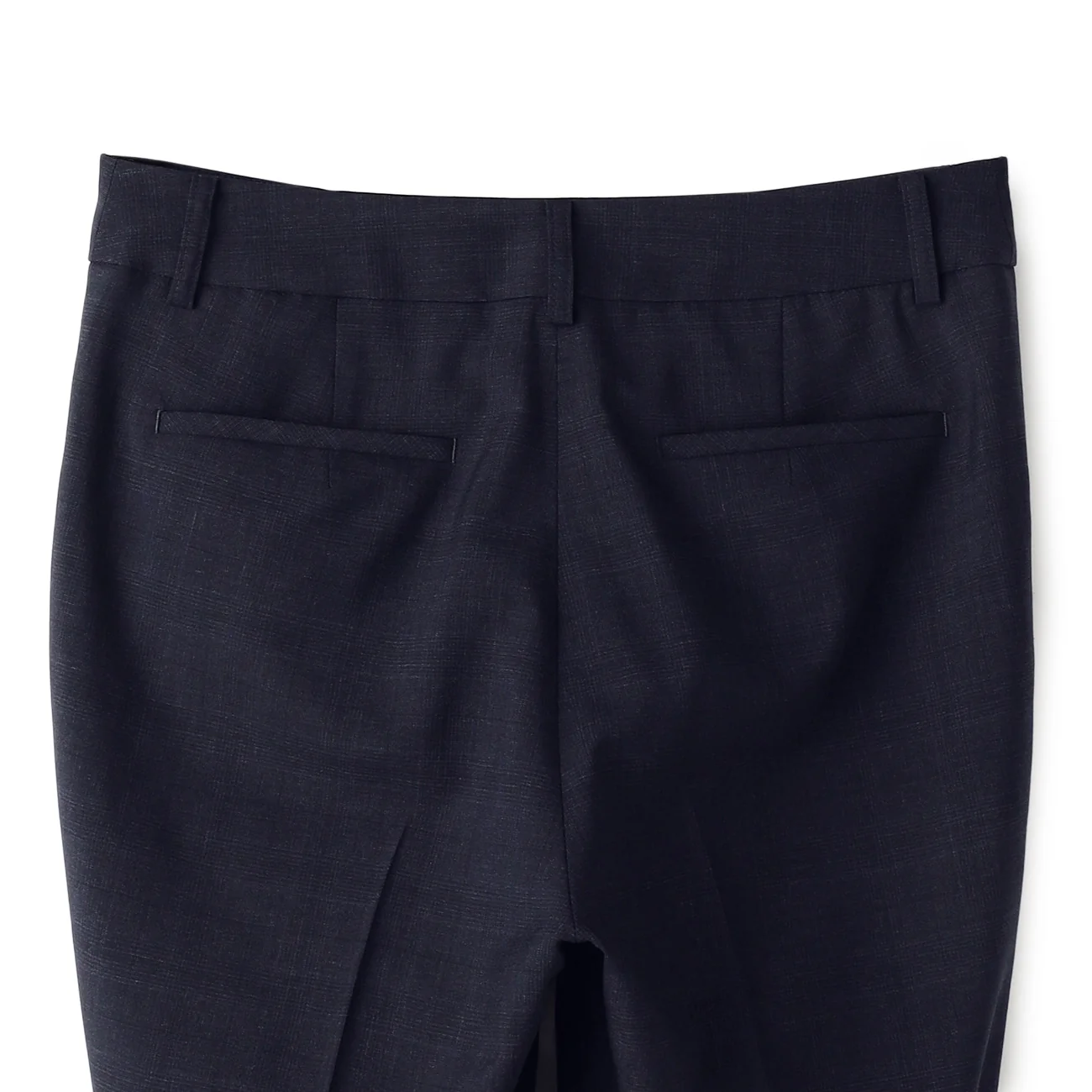 Washable Check Cropped Pants - Navy - Image 5