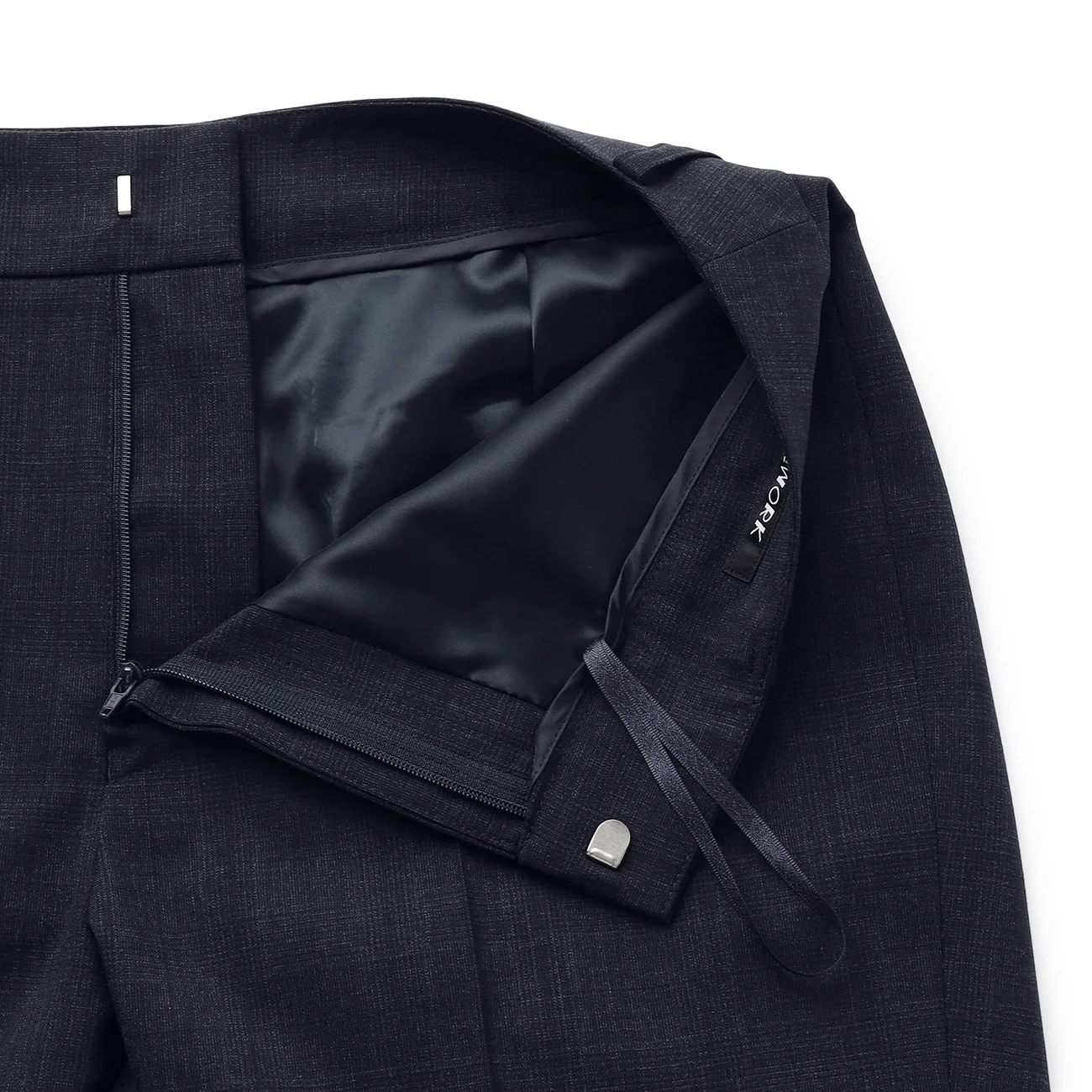 Washable Check Cropped Pants - Navy - Image 6