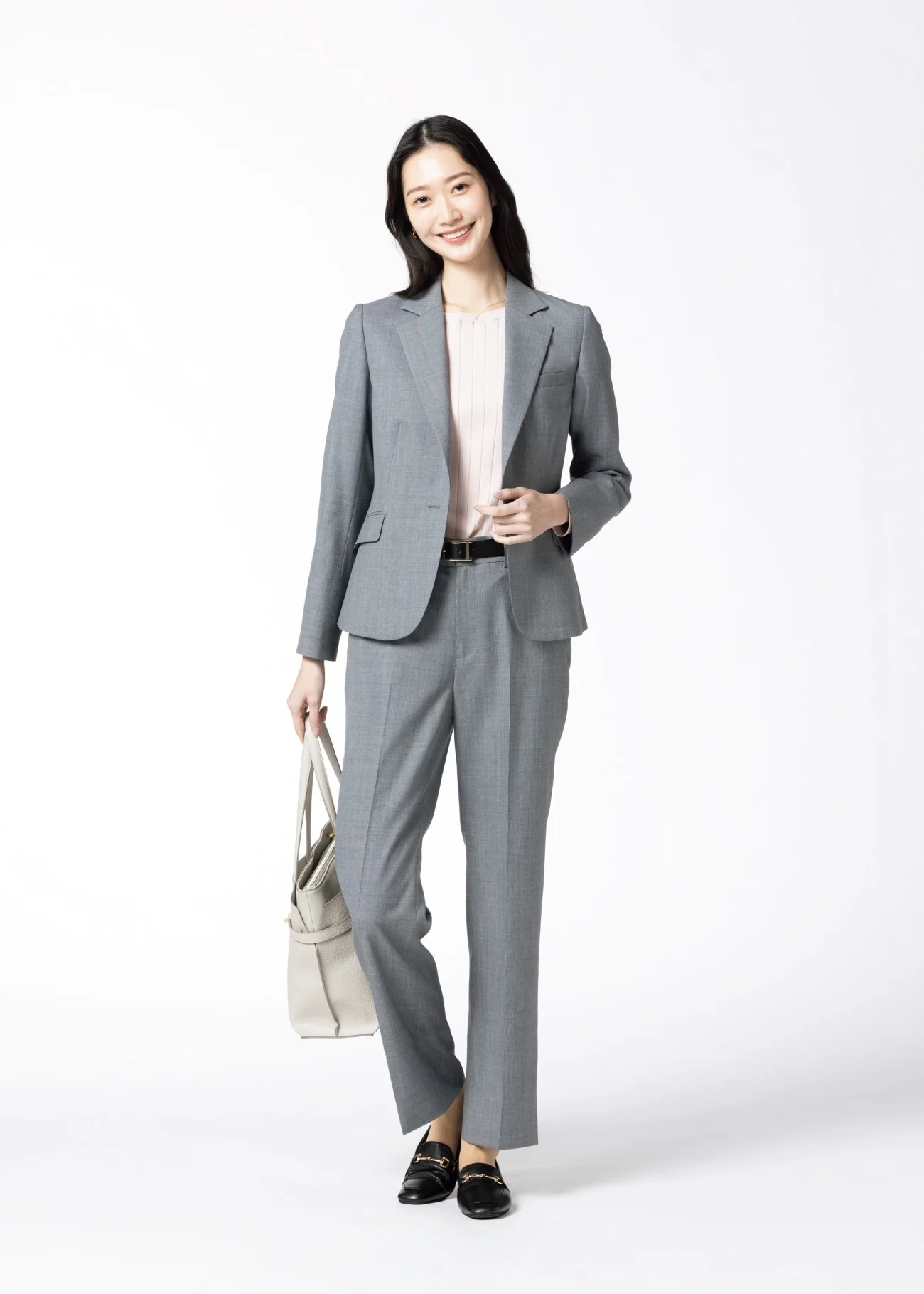 Washable Houndstooth Straight Pants - Blue Gray - Image 2