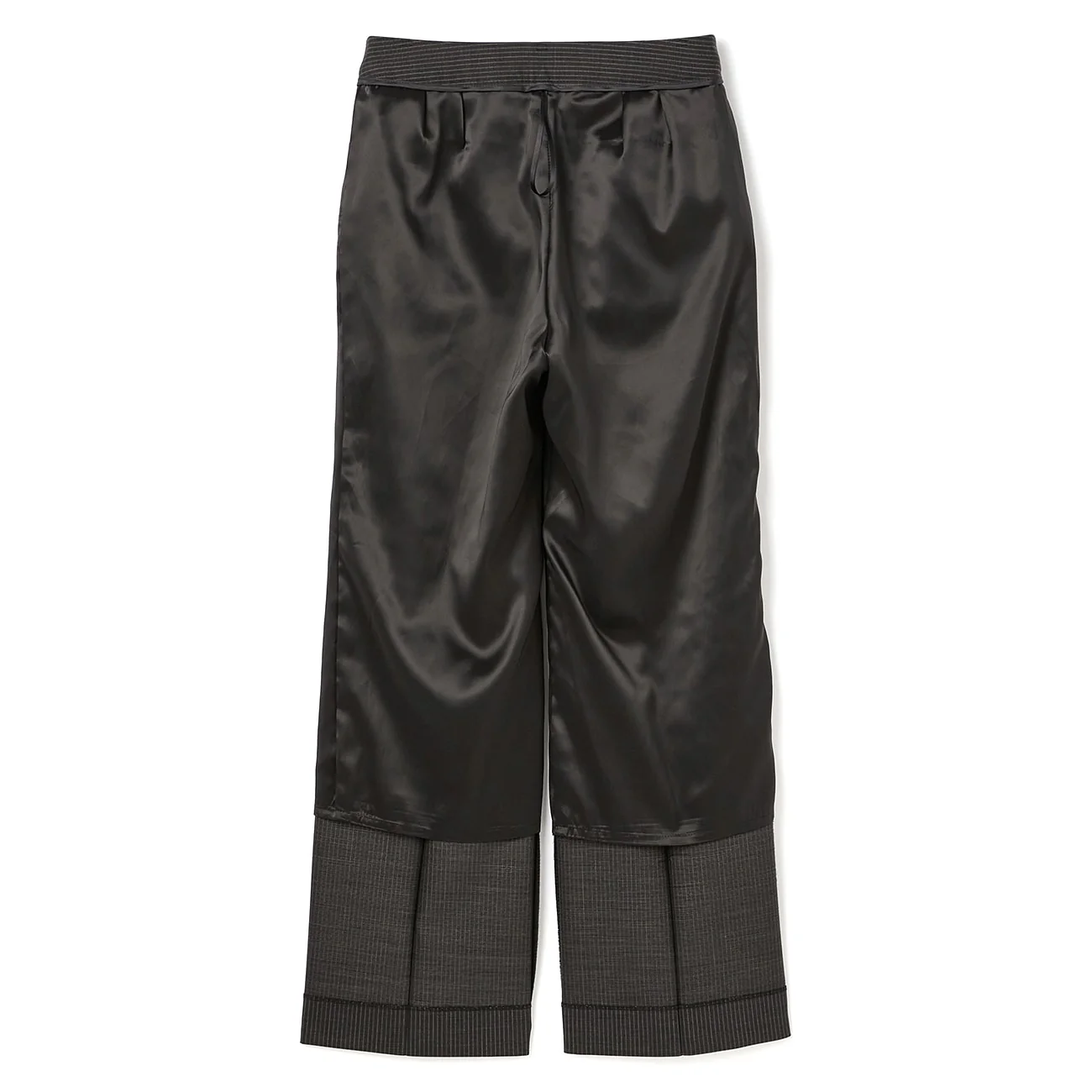 Stretch High-Quality Wool Blend Stripe Wide Pants - Black - Image 12