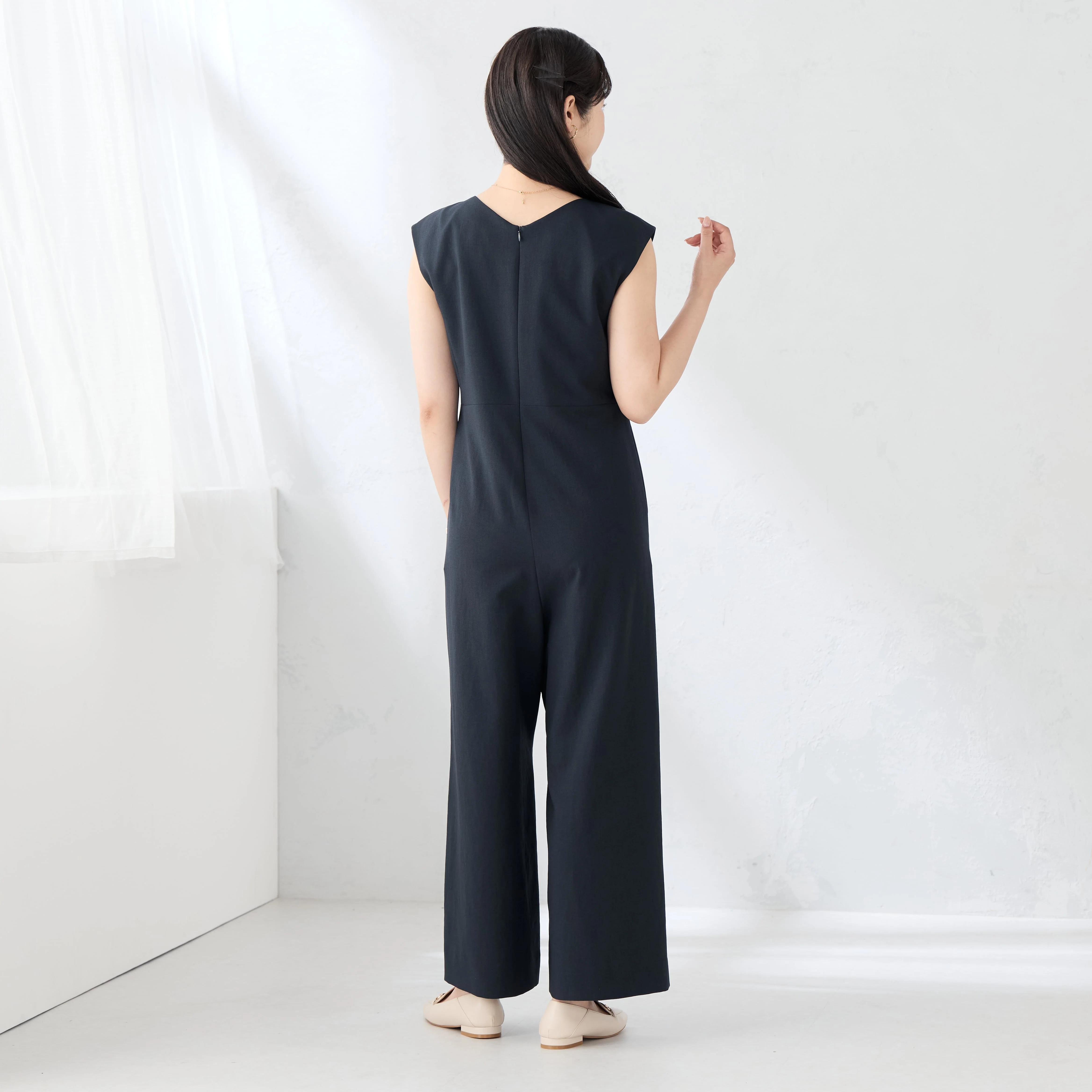 RIRANCHA Stretch Sleeveless Jumpsuit - Navy - Image 11