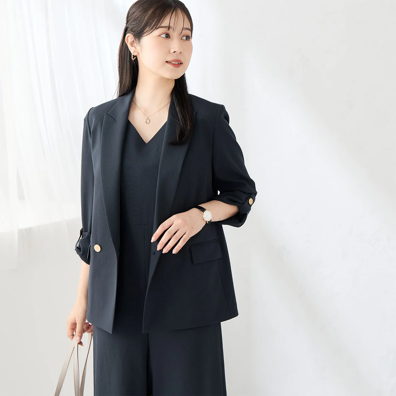 RIRANCHA Stretch Sleeveless Jumpsuit - Navy - Image 4